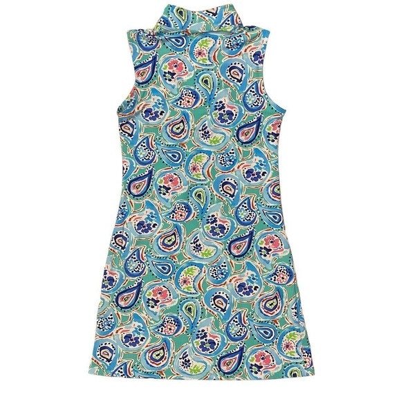 IBKUL Paisley Sarah Seafoam Blue Sleeveless Performance Dress Golf Swim Beach S - Picture 2 of 10